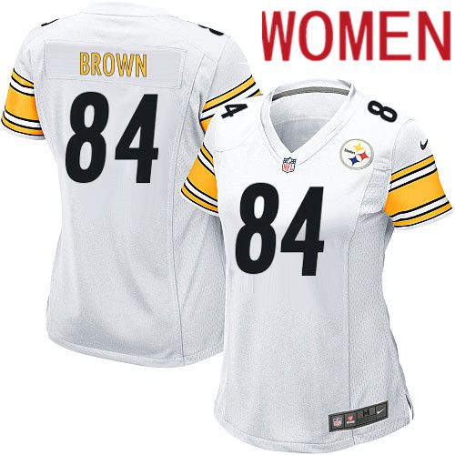 Women Pittsburgh Steelers #84 Antonio Brown Nike White Game NFL Jersey